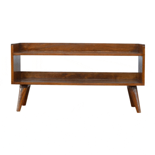 Nordic Chestnut Finish Storage Bench