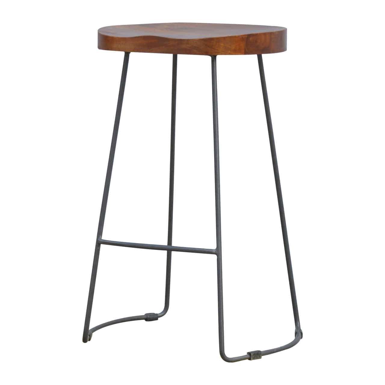 Industrial Bar Stool with Chunky Wood Seat