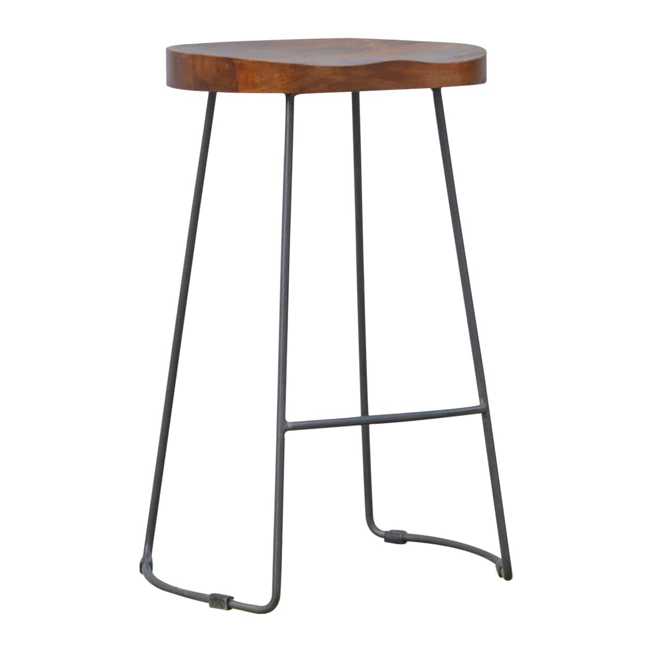 Industrial Bar Stool with Chunky Wood Seat