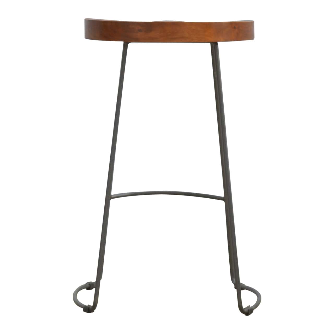 Industrial Bar Stool with Chunky Wood Seat